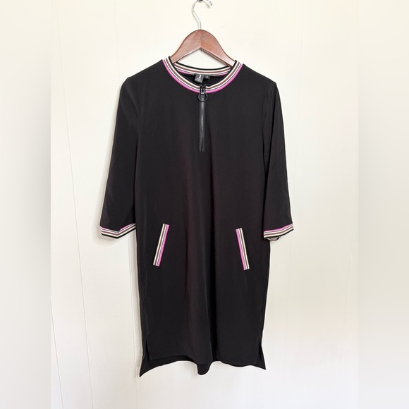 Peace of Cloth black shift dress size SM 1/2 sleeve crewneck - Picture 1 of 4